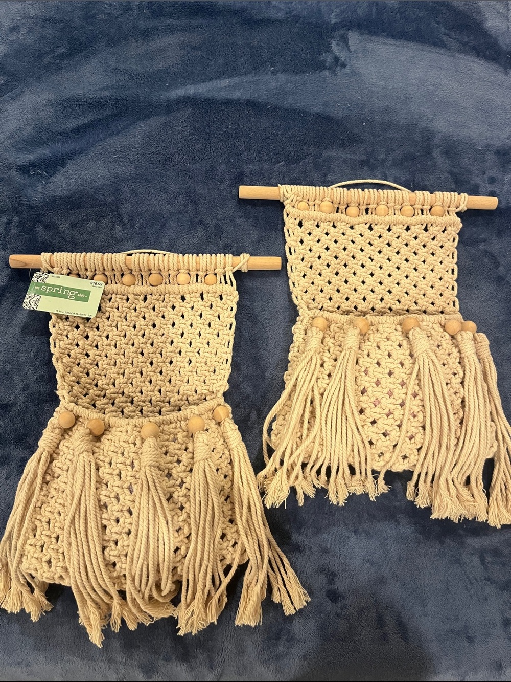 The Spring Shop Cream Macramé Wall Hangings with Wooden Beads - Set of 2